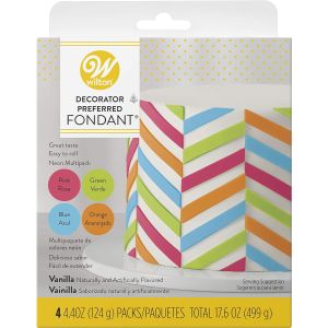 Wilton Decorator Preferred Fondant, Neon, Vanilla Flavored, 4.4 Oz 4-Pack