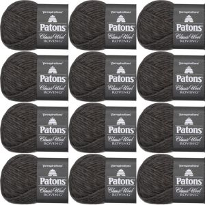 Spinrite Patons Classic Wool Roving Yarn Dark Grey 1 Pack of 12 Skein