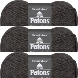 Spinrite Patons Classic Wool Roving Yarn Dark Grey 1 Pack of 3 Skein