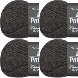 Spinrite Patons Classic Wool Roving Yarn Dark Grey 1 Pack of 4 Skein