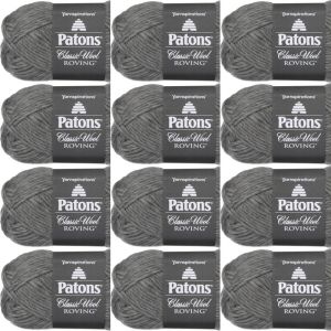 Spinrite Patons Classic Wool Roving Yarn Grey 1 Pack of 12 Skein