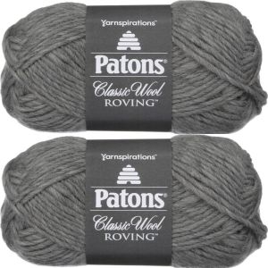Spinrite Patons Classic Wool Roving Yarn Grey 1 Pack of 2 Skein