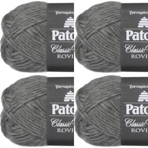 Spinrite Patons Classic Wool Roving Yarn Grey 1 Pack of 4 Skein