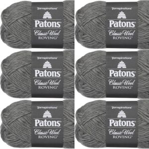 Spinrite Patons Classic Wool Roving Yarn Grey 1 Pack of 6 Skein
