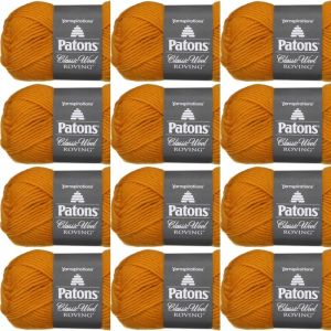 Spinrite Patons Classic Wool Roving Yarn Yellow 1 Pack of 12 Skein