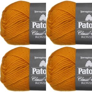 Spinrite Patons Classic Wool Roving Yarn Yellow 1 Pack of 4 Skein