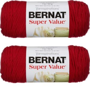 Spinrite Bernat Super Value Solid Yarn Cherry Red 1 Pack of 2 Skein