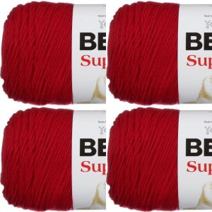 Spinrite Bernat Super Value Solid Yarn Cherry Red 1 Pack of 4 Skein