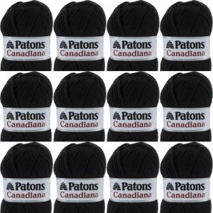 Spinrite Patons Canadiana Yarn Solids Black 1 Pack of 12 Skein