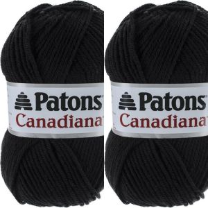 Spinrite Patons Canadiana Yarn Solids Black 1 Pack of 2 Skein