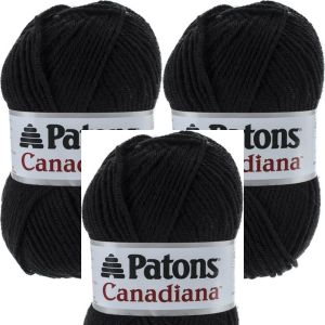 Spinrite Patons Canadiana Yarn Solids Black 1 Pack of 3 Skein