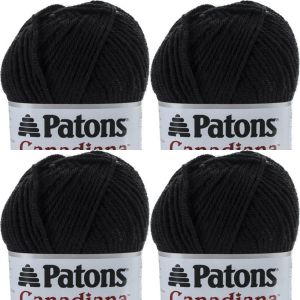 Spinrite Patons Canadiana Yarn Solids Black 1 Pack of 4 Skein