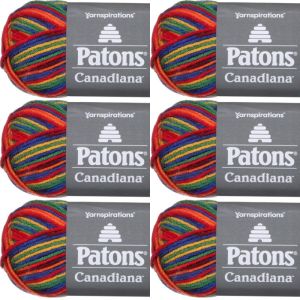 Spinrite Patons Canadiana Yarn Ombres Rainbow 1 Pack of 6 Skein