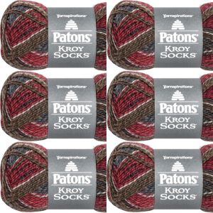 Patons Kroy Socks Yarn Grey Brown Marl 1 Pack of 6 Skein