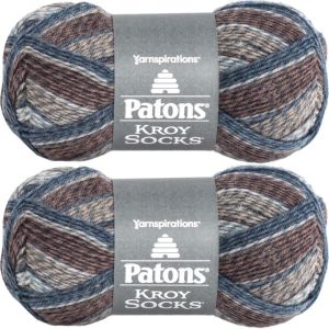 Spinrite Patons Kroy Socks Yarn Blue Brown Marl 1 Pack of 2 Skein