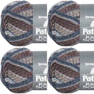 Spinrite Patons Kroy Socks Yarn Blue Brown Marl 1 Pack of 4 Skein