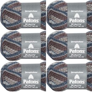 Spinrite Patons Kroy Socks Yarn Blue Brown Marl 1 Pack of 6 Skein