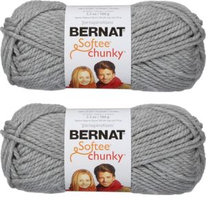 Spinrite Bernat Softee Chunky Yarn Grey Heather 1 Pack of 2 Skein