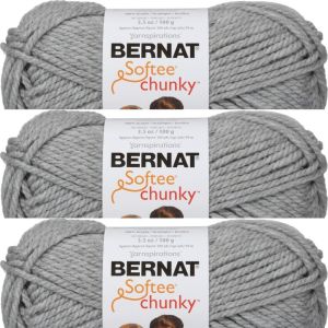 Spinrite Bernat Softee Chunky Yarn Grey Heather 1 Pack of 3 Skein