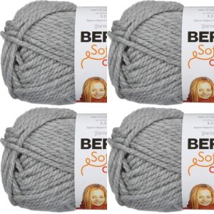Spinrite Bernat Softee Chunky Yarn Grey Heather 1 Pack of 4 Skein