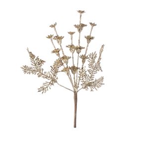 Gold Christmas Pick With Leaves Glitter 7.9 X 12 Inches