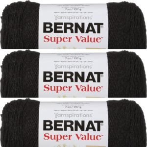 Spinrite Bernat Super Value Solid Yarn Dark Grey 1 Pack of 3 Skein