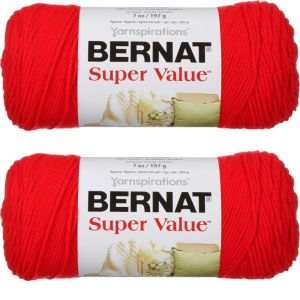 Spinrite Bernat Super Value Solid Yarn True Red 1 Pack of 2 Skein