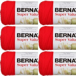 Spinrite Bernat Super Value Solid Yarn True Red 1 Pack of 6 Skein