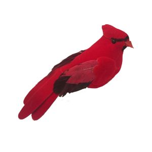 Bird Cardinal Velvet Red 4.3 Inches