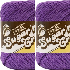 Spinrite Lily Sugar n Cream Yarn Solids Black Currant 1 Pack of 2 Skein