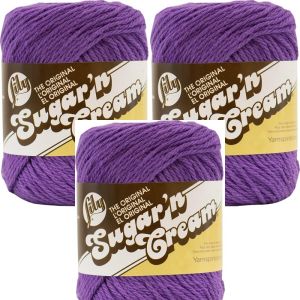 Spinrite Lily Sugar n Cream Yarn Solids Black Currant 1 Pack of 3 Skein