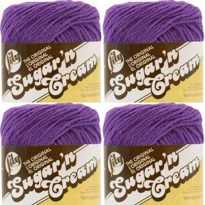 Spinrite Lily Sugar n Cream Yarn Solids Black Currant 1 Pack of 4 Skein