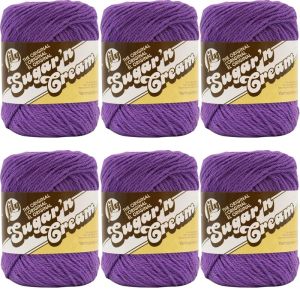 Spinrite Lily Sugar n Cream Yarn Solids Black Currant 1 Pack of 6 Skein