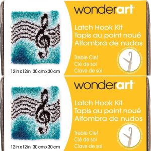 Spinrite Wonderart Latch Hook Kit 12inchX12inch Treble Clef 1 Pack of 2 Piece
