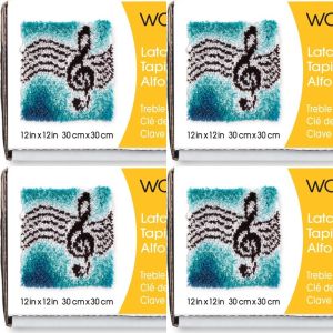 Spinrite Wonderart Latch Hook Kit 12inchX12inch Treble Clef 1 Pack of 4 Piece