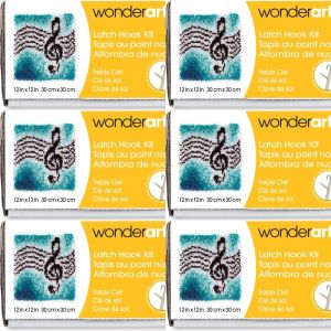 Spinrite Wonderart Latch Hook Kit 12inchX12inch Treble Clef 1 Pack of 6 Piece
