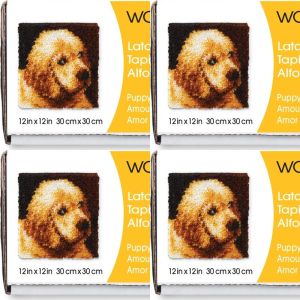 Spinrite Wonderart Latch Hook Kit 12inchX12inch Puppy Love 1 Pack of 4 Piece