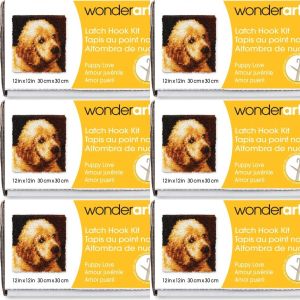 Spinrite Wonderart Latch Hook Kit 12inchX12inch Puppy Love 1 Pack of 6 Piece