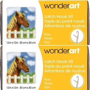 Spinrite Wonderart Latch Hook Kit 12inchX12inch Pony 1 Pack of 2 Piece