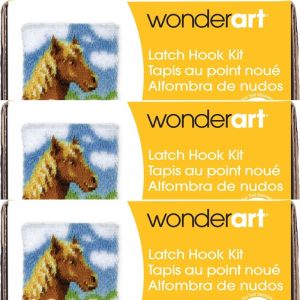 Spinrite Wonderart Latch Hook Kit 12inchX12inch Pony 1 Pack of 3 Piece