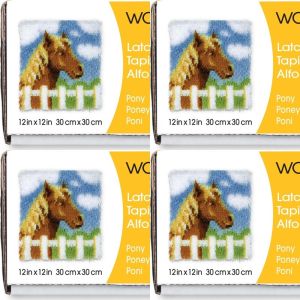 Spinrite Wonderart Latch Hook Kit 12inchX12inch Pony 1 Pack of 4 Piece