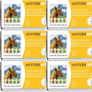 Spinrite Wonderart Latch Hook Kit 12inchX12inch Pony 1 Pack of 6 Piece
