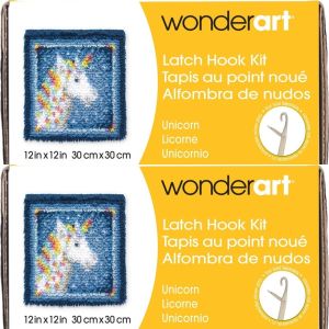 Spinrite Wonderart Latch Hook Kit 12inchX12inch Unicorn 1 Pack of 2 Piece