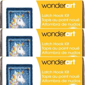 Spinrite Wonderart Latch Hook Kit 12inchX12inch Unicorn 1 Pack of 3 Piece