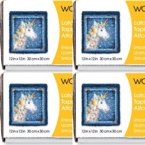 Spinrite Wonderart Latch Hook Kit 12inchX12inch Unicorn 1 Pack of 4 Piece
