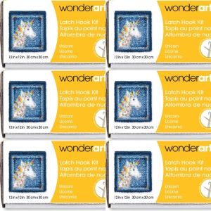 Spinrite Wonderart Latch Hook Kit 12inchX12inch Unicorn 1 Pack of 6 Piece
