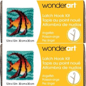 Spinrite Wonderart Latch Hook Kit 12inchX12inch Angel Fish 1 Pack of 2 Piece