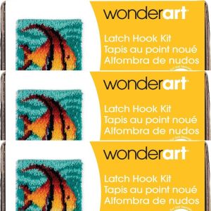 Spinrite Wonderart Latch Hook Kit 12inchX12inch Angel Fish 1 Pack of 3 Piece