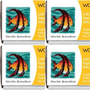 Spinrite Wonderart Latch Hook Kit 12inchX12inch Angel Fish 1 Pack of 4 Piece