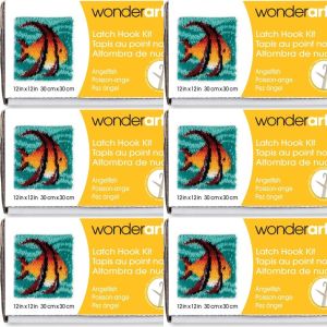 Spinrite Wonderart Latch Hook Kit 12inchX12inch Angel Fish 1 Pack of 6 Piece
